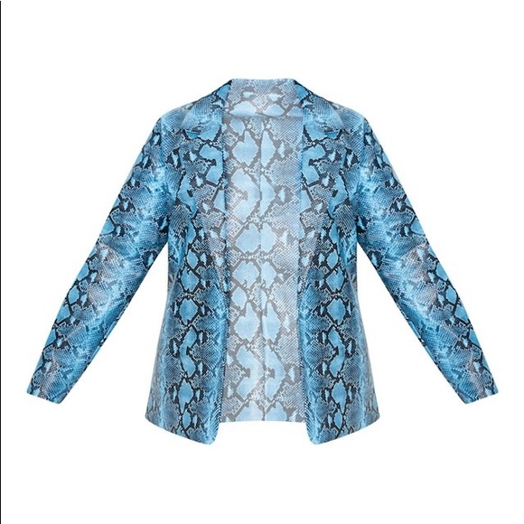 Plus Blue PU Snake Oversized Blazer - Picture 2 of 4